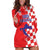 Custom Croatia Independence Day Hoodie Dress Grunge Checkerboard Patterns With Map - Wonder Print Shop