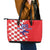 Custom Croatia Independence Day Leather Tote Bag Grunge Checkerboard Patterns With Map