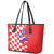 Custom Croatia Independence Day Leather Tote Bag Grunge Checkerboard Patterns With Map