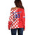 Custom Croatia Independence Day Off Shoulder Sweater Grunge Checkerboard Patterns With Map - Wonder Print Shop