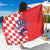 Custom Croatia Independence Day Sarong Grunge Checkerboard Patterns With Map - Wonder Print Shop