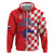 Custom Croatia Independence Day Zip Hoodie Grunge Checkerboard Patterns With Map - Wonder Print Shop