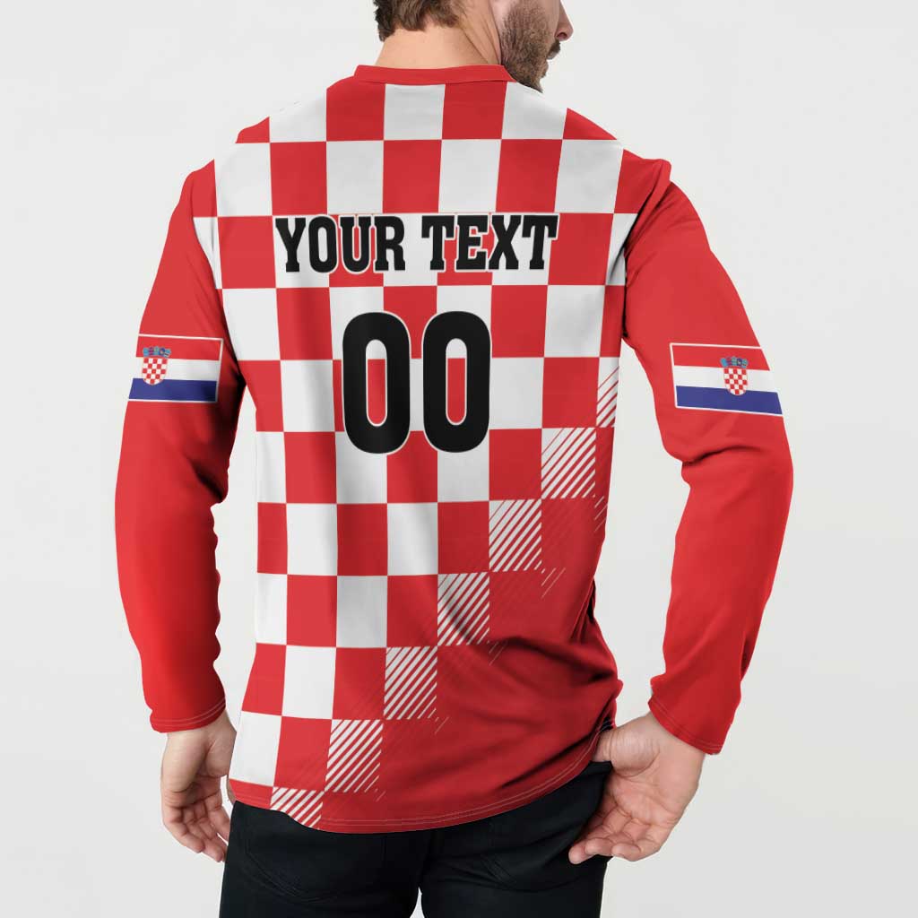 Red checkerboard button sweatshirt, back print with 'YOUR TEXT' and '00'