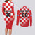 Custom Croatia Checkerboard Couples Matching Long Sleeve Bodycon Dress and Long Sleeve Button Shirt With Coat Of Arms