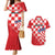 Custom Croatia Checkerboard Couples Matching Mermaid Dress and Hawaiian Shirt With Coat Of Arms