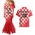 Custom Croatia Checkerboard Couples Matching Mermaid Dress and Hawaiian Shirt With Coat Of Arms