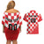 Custom Croatia Checkerboard Couples Matching Off Shoulder Short Dress and Hawaiian Shirt With Coat Of Arms