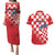 Custom Croatia Checkerboard Couples Matching Puletasi and Hawaiian Shirt With Coat Of Arms