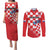 Custom Croatia Checkerboard Couples Matching Puletasi and Long Sleeve Button Shirt With Coat Of Arms