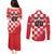 Custom Croatia Checkerboard Couples Matching Puletasi and Long Sleeve Button Shirt With Coat Of Arms