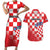 Custom Croatia Checkerboard Couples Matching Short Sleeve Bodycon Dress and Hawaiian Shirt With Coat Of Arms