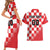 Custom Croatia Checkerboard Couples Matching Short Sleeve Bodycon Dress and Hawaiian Shirt With Coat Of Arms