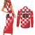 Custom Croatia Checkerboard Couples Matching Short Sleeve Bodycon Dress and Long Sleeve Button Shirt With Coat Of Arms