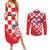 Custom Croatia Checkerboard Couples Matching Summer Maxi Dress and Long Sleeve Button Shirt With Coat Of Arms