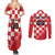 Custom Croatia Checkerboard Couples Matching Summer Maxi Dress and Long Sleeve Button Shirt With Coat Of Arms