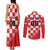 Custom Croatia Checkerboard Couples Matching Tank Maxi Dress and Long Sleeve Button Shirt With Coat Of Arms