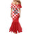 Custom Croatia Checkerboard Family Matching Mermaid Dress and Hawaiian Shirt With Coat Of Arms - Wonder Print Shop