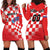 Custom Croatia Checkerboard Hoodie Dress With Coat Of Arms - Wonder Print Shop