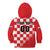 Custom Croatia Checkerboard Kid Hoodie With Coat Of Arms - Wonder Print Shop