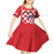 Custom Croatia Checkerboard Kid Short Sleeve Dress With Coat Of Arms - Wonder Print Shop