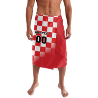 Red checkered lavalava wrap skirt with YOUR TEXT 00 front print