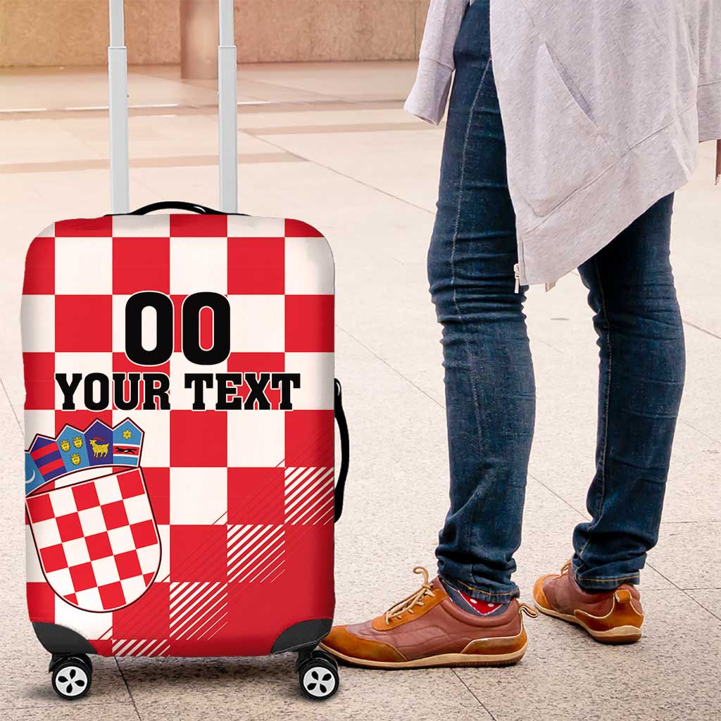 Custom Croatia Checkerboard Luggage Cover With Coat Of Arms - Wonder Print Shop