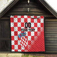 Red and white checkerboard quilt with coat of arms graphic and 'YOUR TEXT' wording