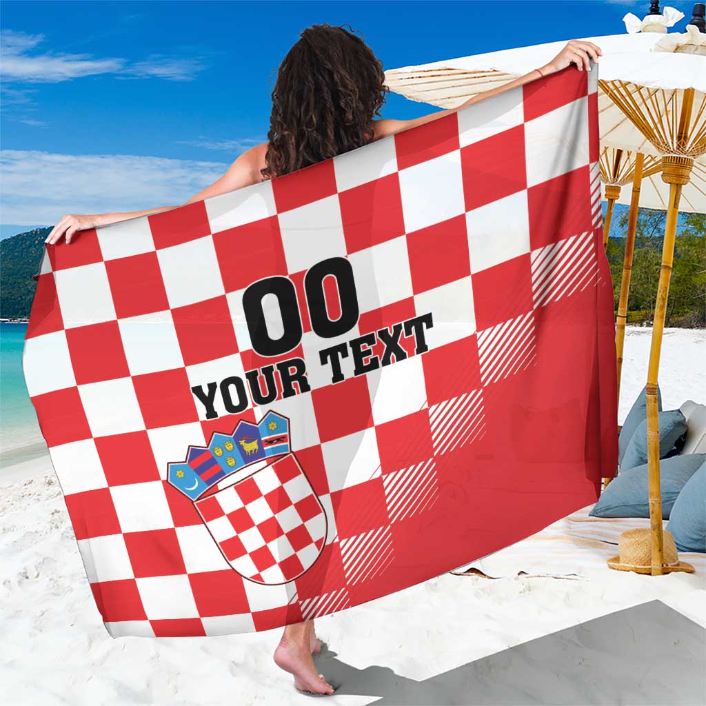 Custom Croatia Checkerboard Sarong With Coat Of Arms - Wonder Print Shop