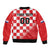 Custom Croatia Checkerboard Sleeve Zip Bomber Jacket With Coat Of Arms - Wonder Print Shop