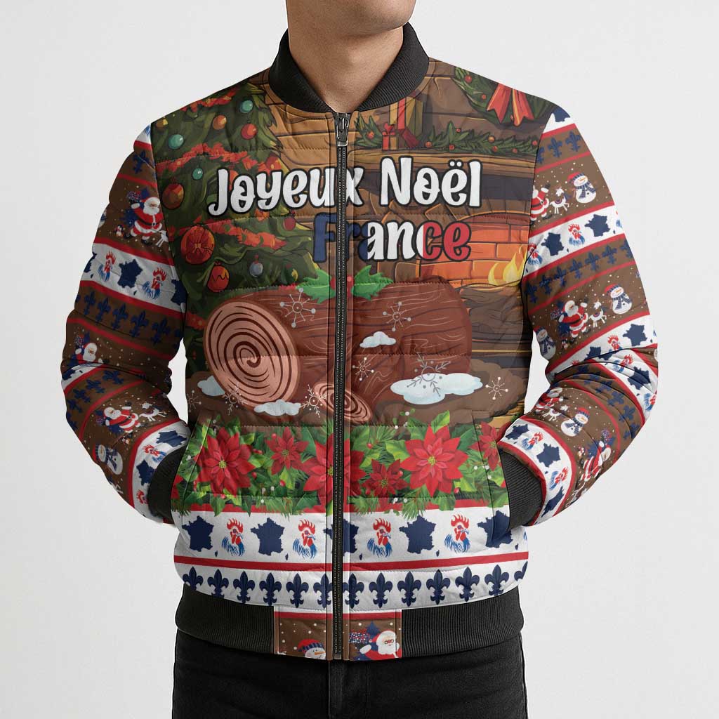 France Christmas Bomber Puffer Jacket Buche De Noel - Wonder Print Shop