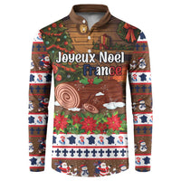 France Christmas Button Sweatshirt Buche De Noel - Wonder Print Shop