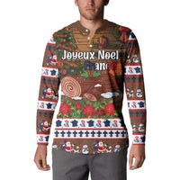 France Christmas Button Sweatshirt Buche De Noel - Wonder Print Shop