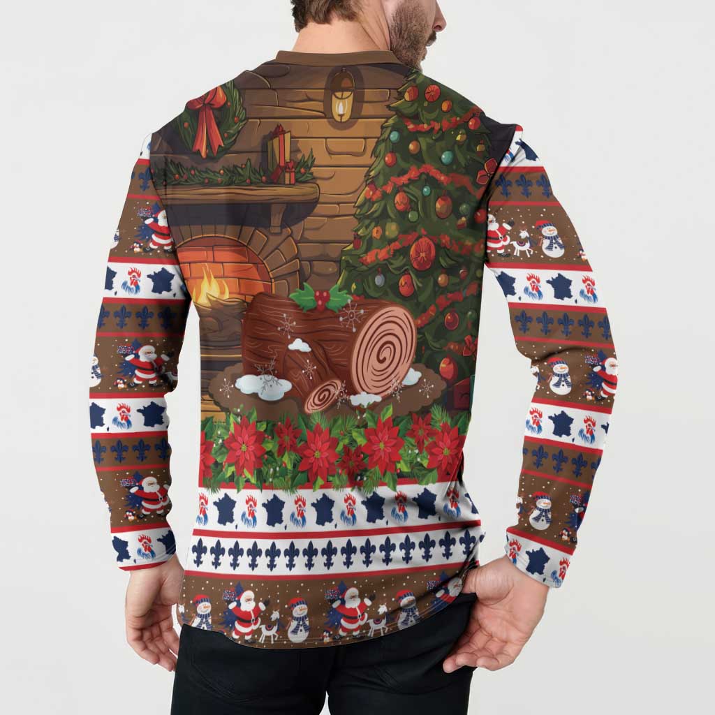 France Christmas Button Sweatshirt Buche De Noel - Wonder Print Shop