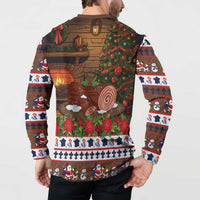 France Christmas Button Sweatshirt Buche De Noel - Wonder Print Shop