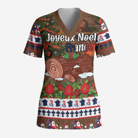 France Christmas Scrub Top Buche De Noel - Wonder Print Shop