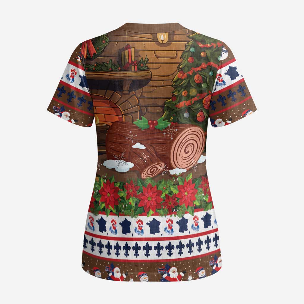 France Christmas Scrub Top Buche De Noel - Wonder Print Shop