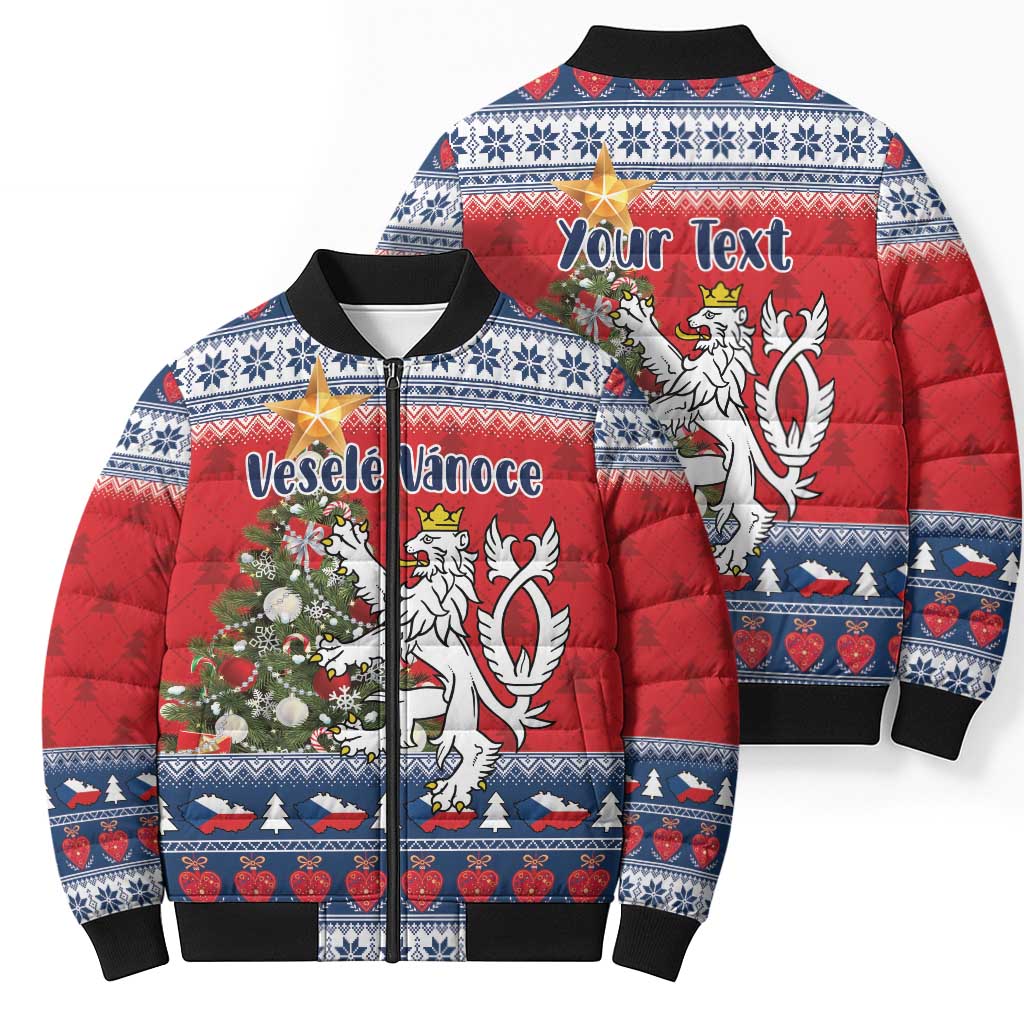 Czech Republic Christmas Personalized Bomber Puffer Jacket Vesele Vanoce - Wonder Print Shop