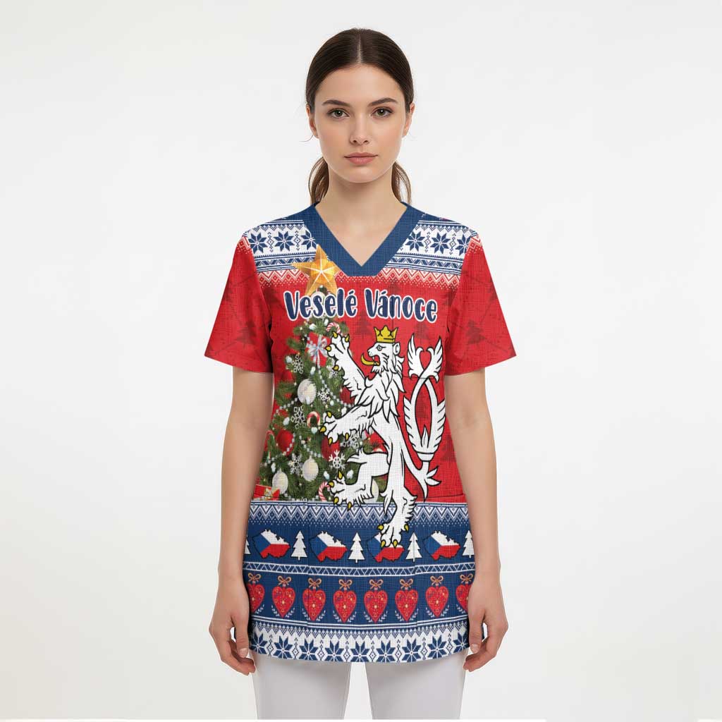 Czech Republic Christmas Personalized Scrub Top Vesele Vanoce - Wonder Print Shop