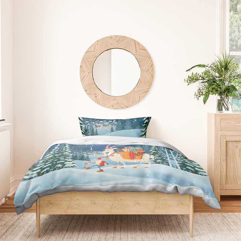 Sweden christmas Bedding Set Scandinavian Tomte and Yule Goat Christmas - Wonder Print Shop