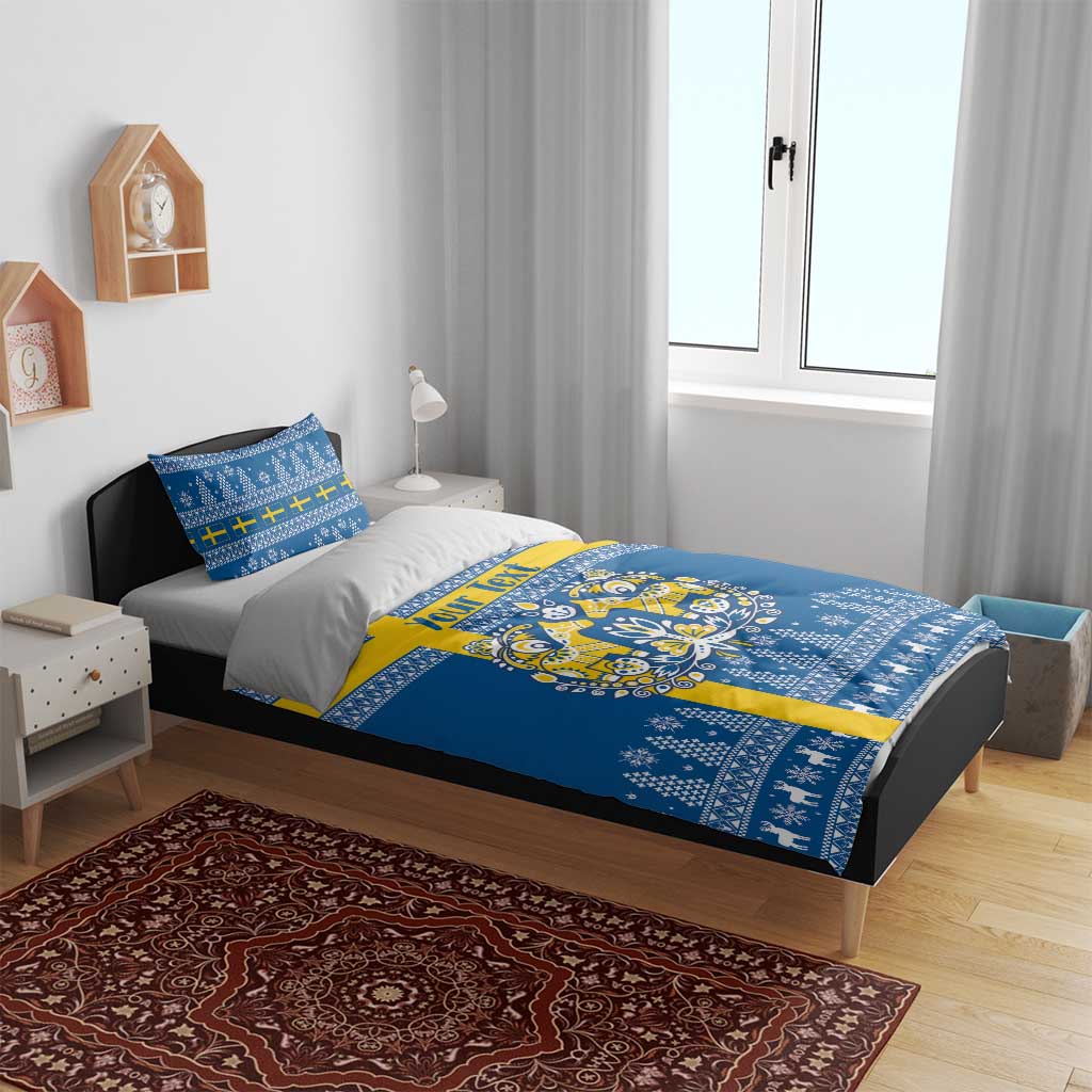 Sweden Christmas Personalized Bedding Set Dala Horse God Jul - Wonder Print Shop