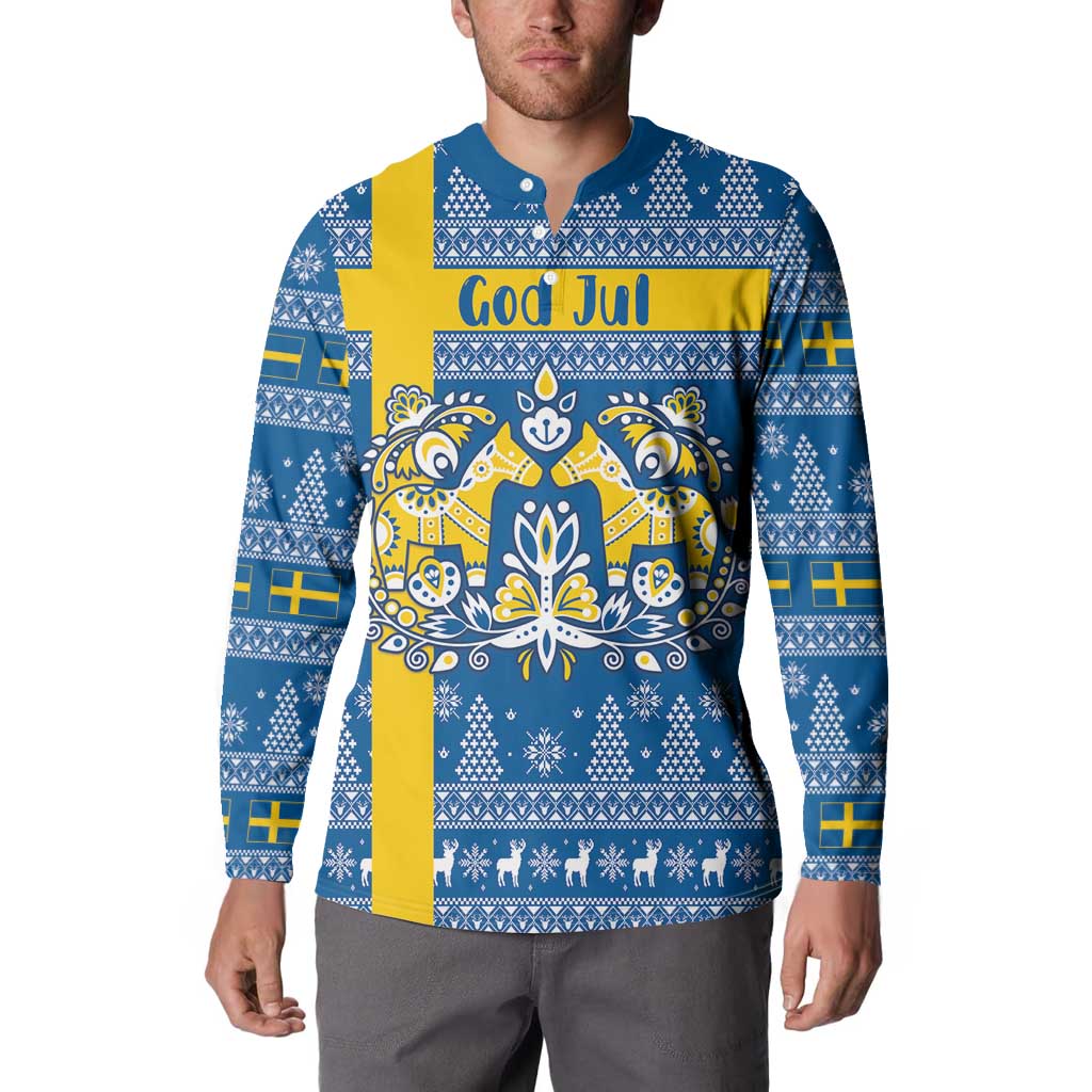Sweden Christmas Personalized Button Sweatshirt Dala Horse God Jul - Wonder Print Shop