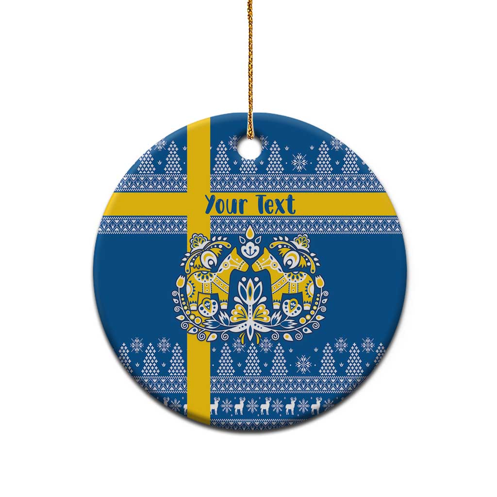 Sweden Christmas Personalized Ceramic Ornament Dala Horse God Jul - Wonder Print Shop