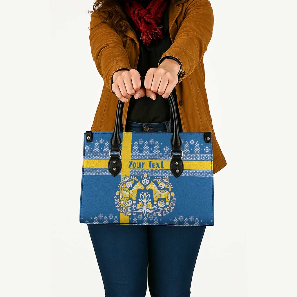 Sweden Christmas Personalized Leather Bag Dala Horse God Jul - Wonder Print Shop