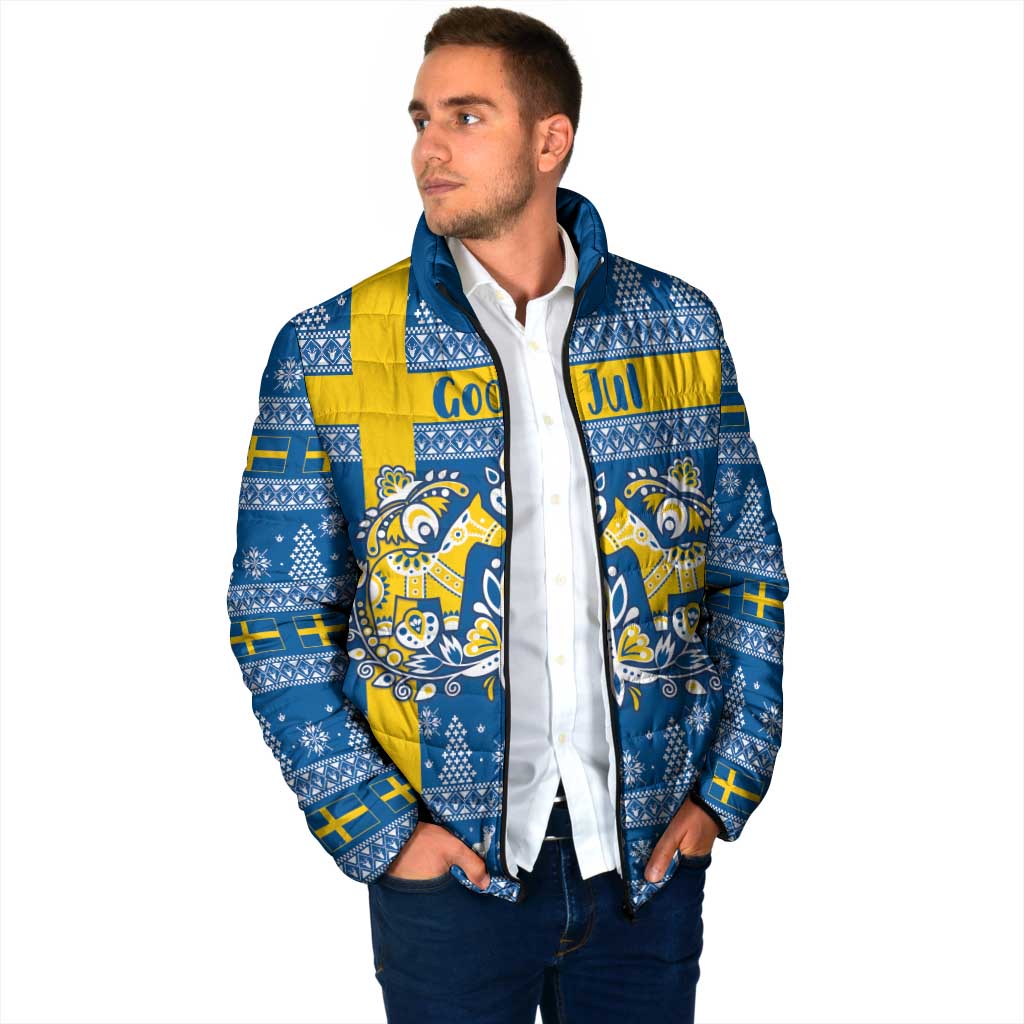 Sweden Christmas Personalized Padded Jacket Dala Horse God Jul - Wonder Print Shop