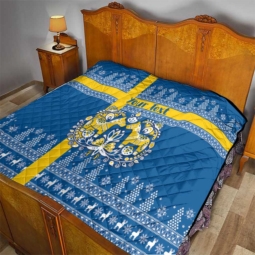 Sweden Christmas Personalized Quilt Dala Horse God Jul - Wonder Print Shop