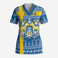 Sweden Christmas Personalized Scrub Top Dala Horse God Jul - Wonder Print Shop