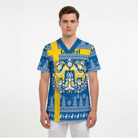 Sweden Christmas Personalized Scrub Top Dala Horse God Jul - Wonder Print Shop
