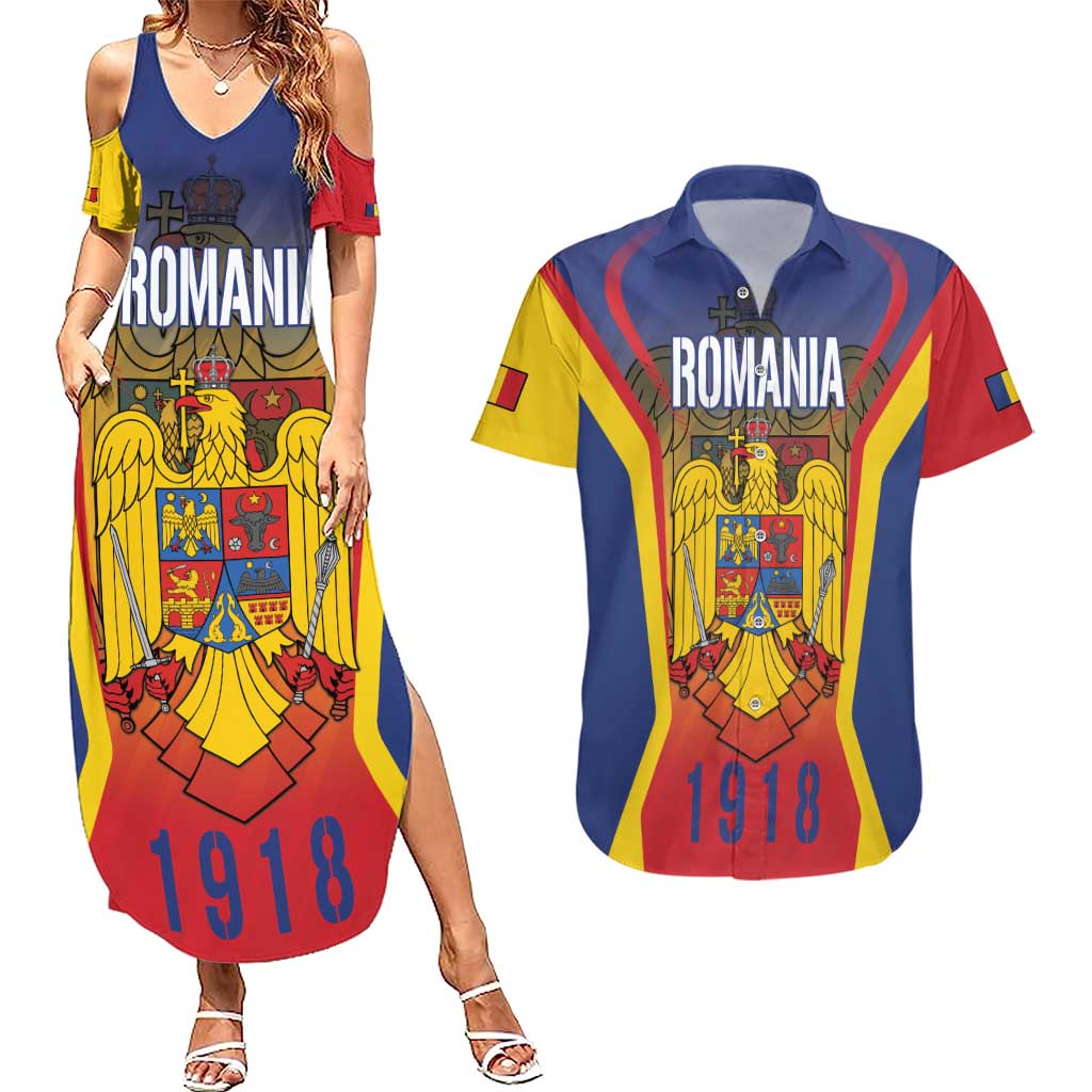 Personalized Romania Unification Day Couples Matching Summer Maxi Dress and Hawaiian Shirt Ziua Marii Uniri Since 1918 Dynamic Style - Wonder Print Shop