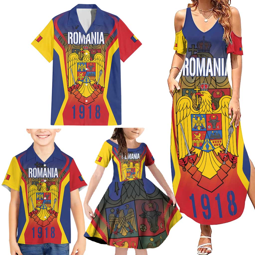 Personalized Romania Unification Day Family Matching Summer Maxi Dress and Hawaiian Shirt Ziua Marii Uniri Since 1918 Dynamic Style - Wonder Print Shop