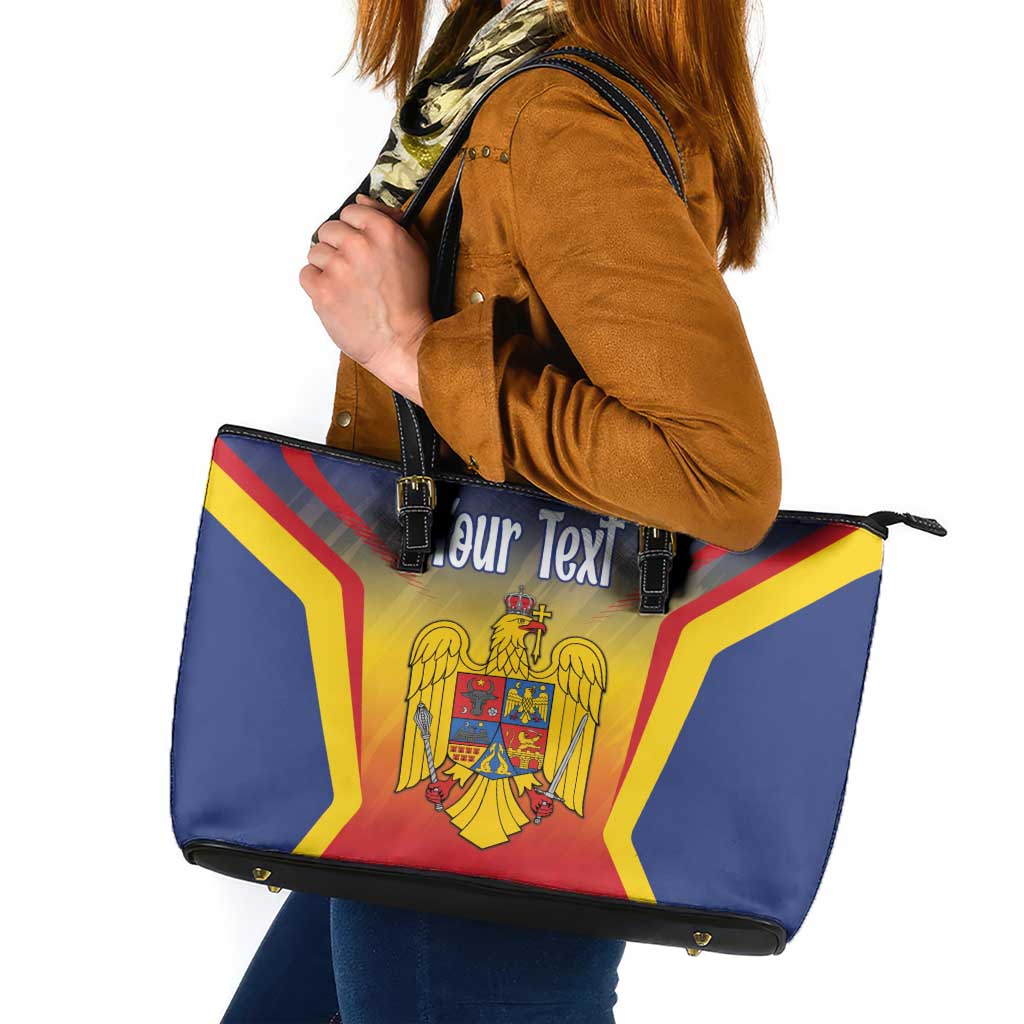 Personalized Romania Unification Day Leather Tote Bag Ziua Marii Uniri Since 1918 Dynamic Style - Wonder Print Shop